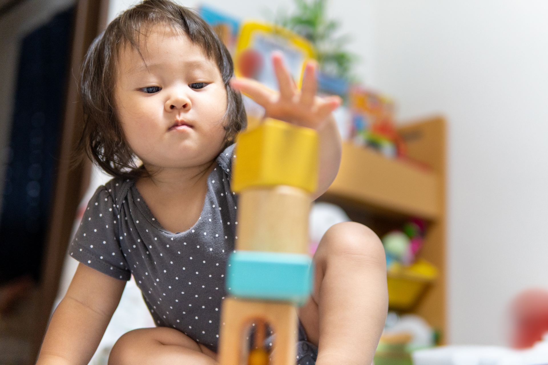 積み木を積む赤ちゃん