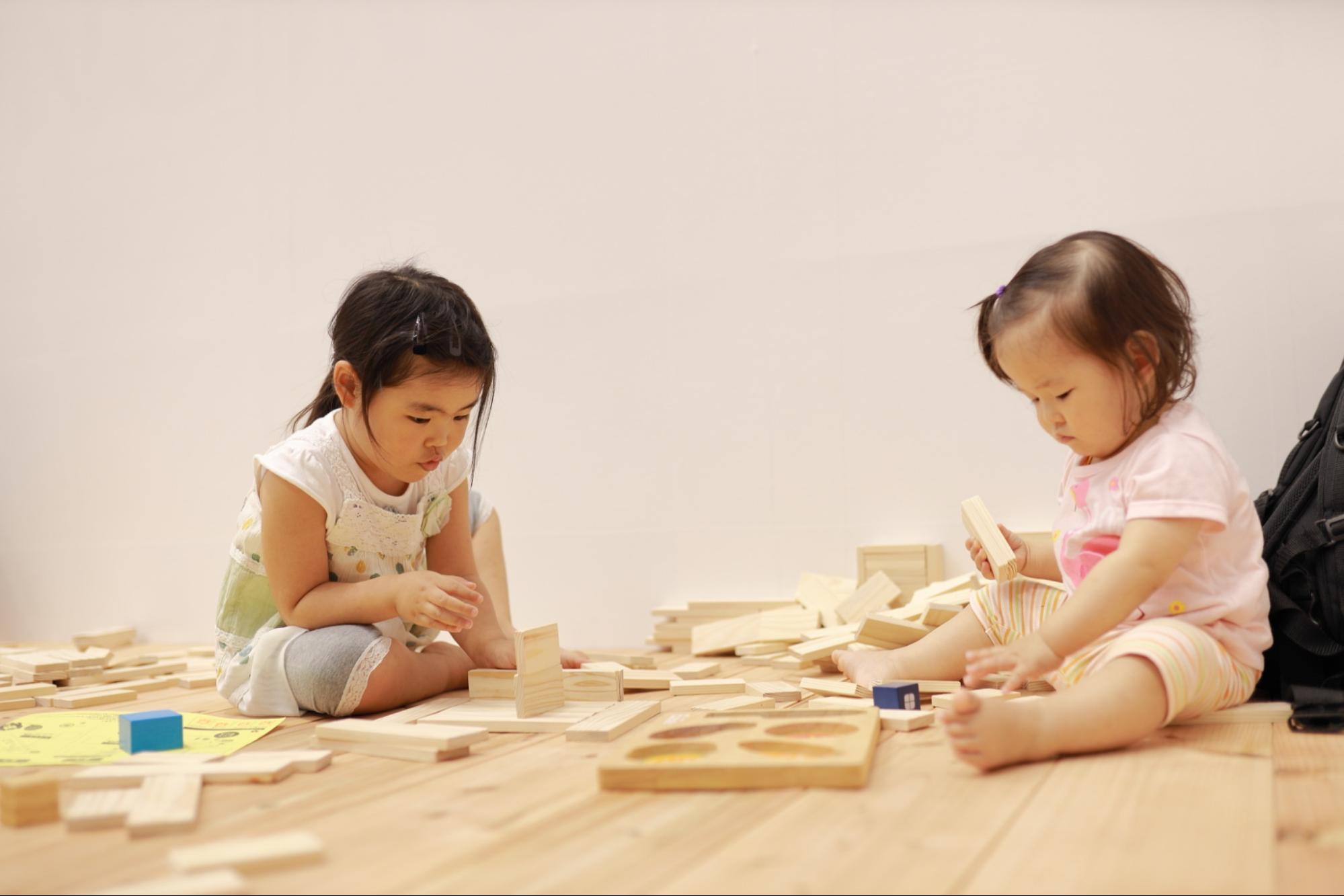 おもちゃで遊ぶ姉妹