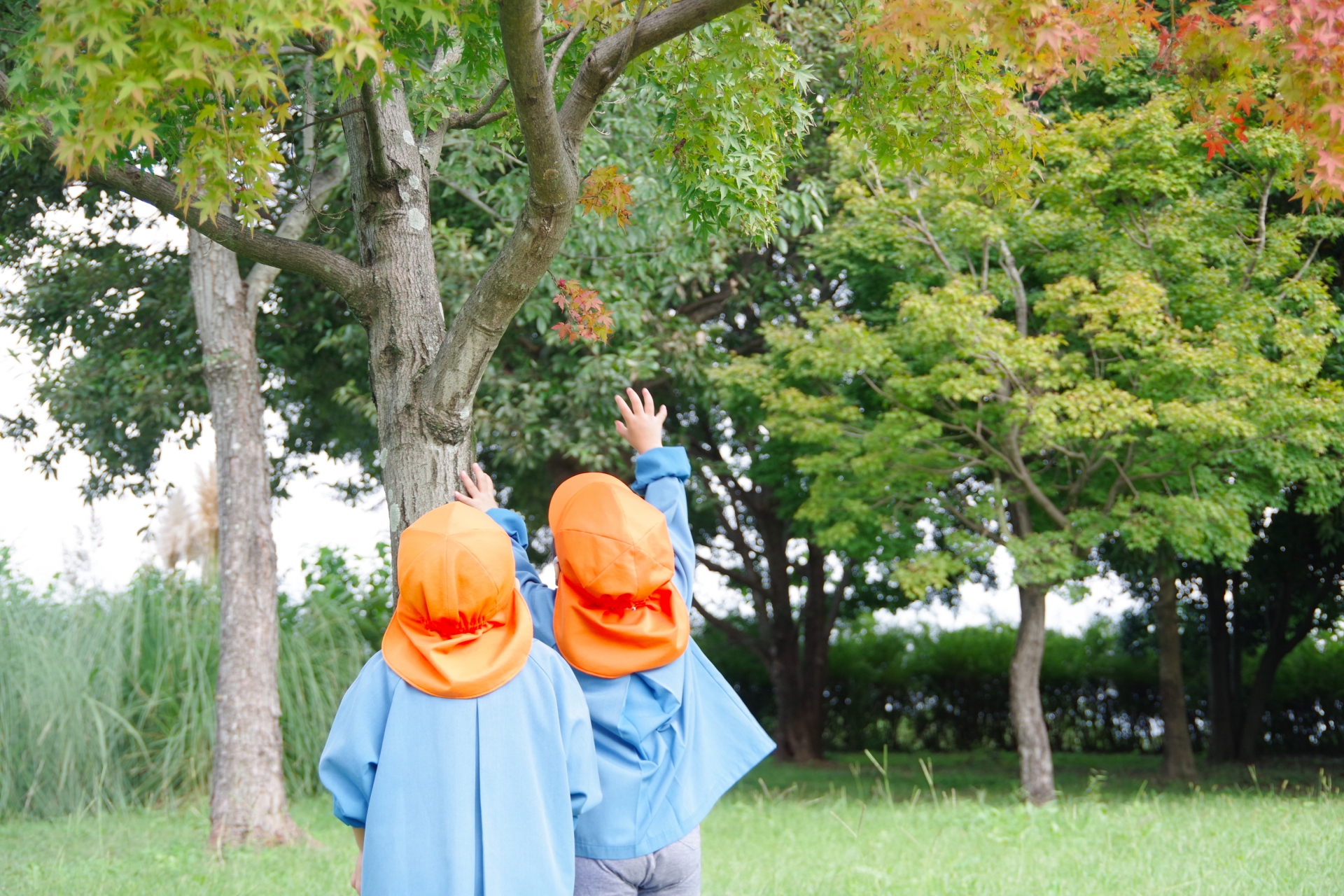 背伸びをする子ども