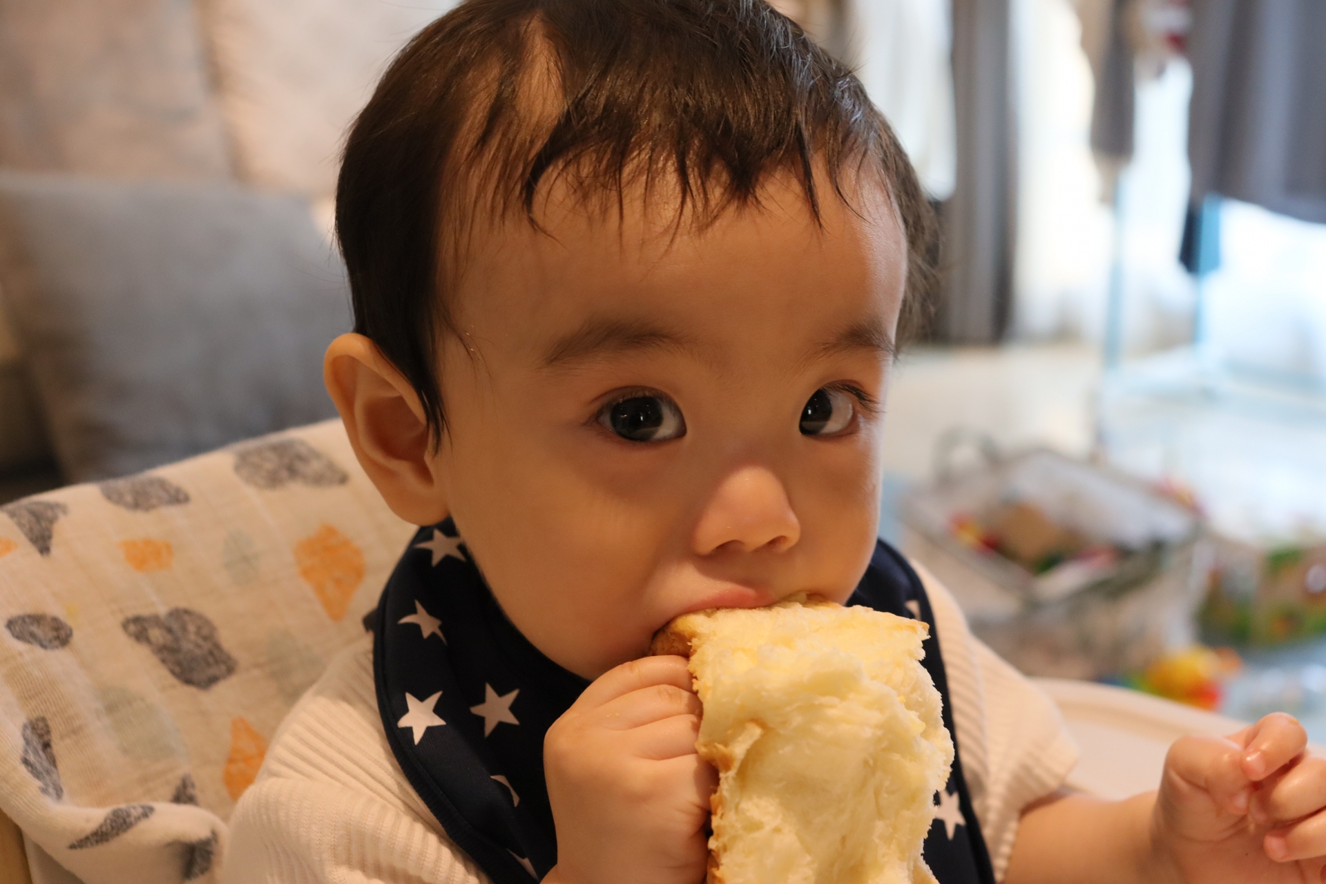 パンを食べる赤ちゃん