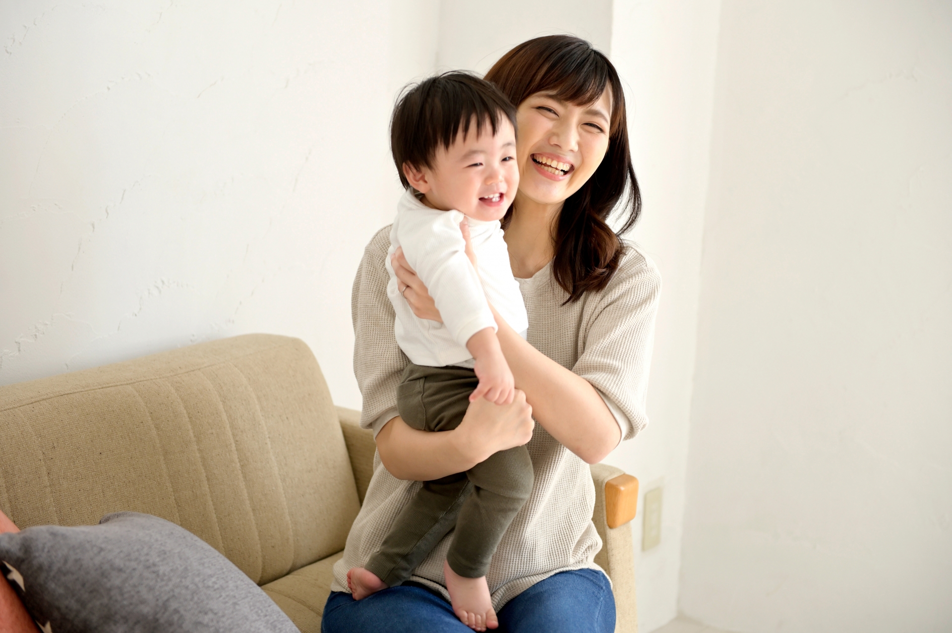 笑顔の親子