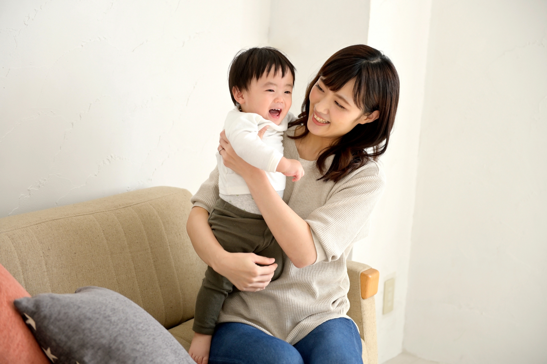 笑顔の親子