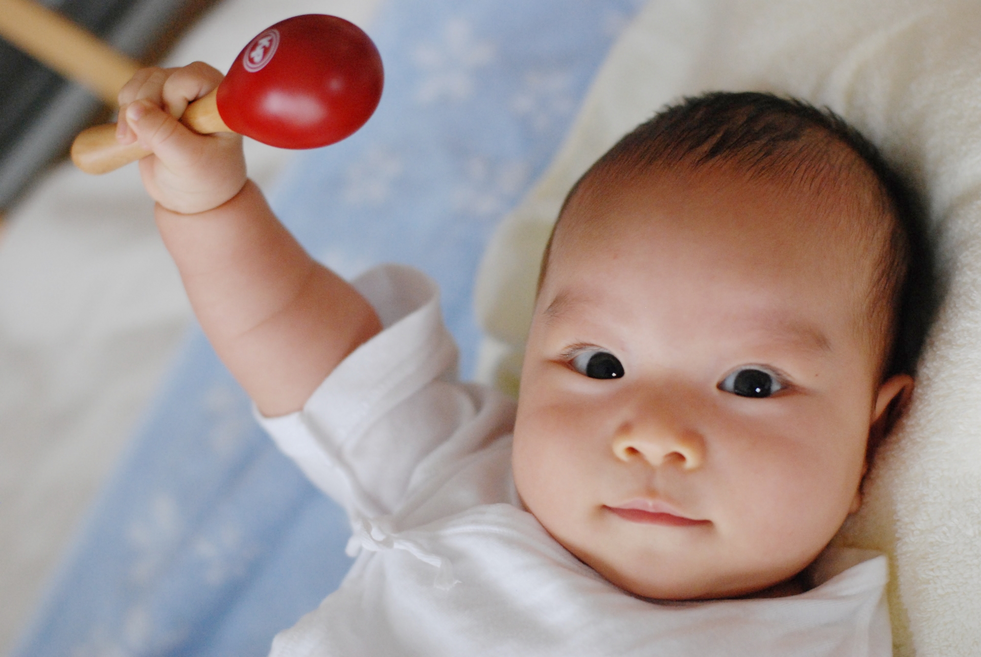 マラカスをもつ赤ちゃん