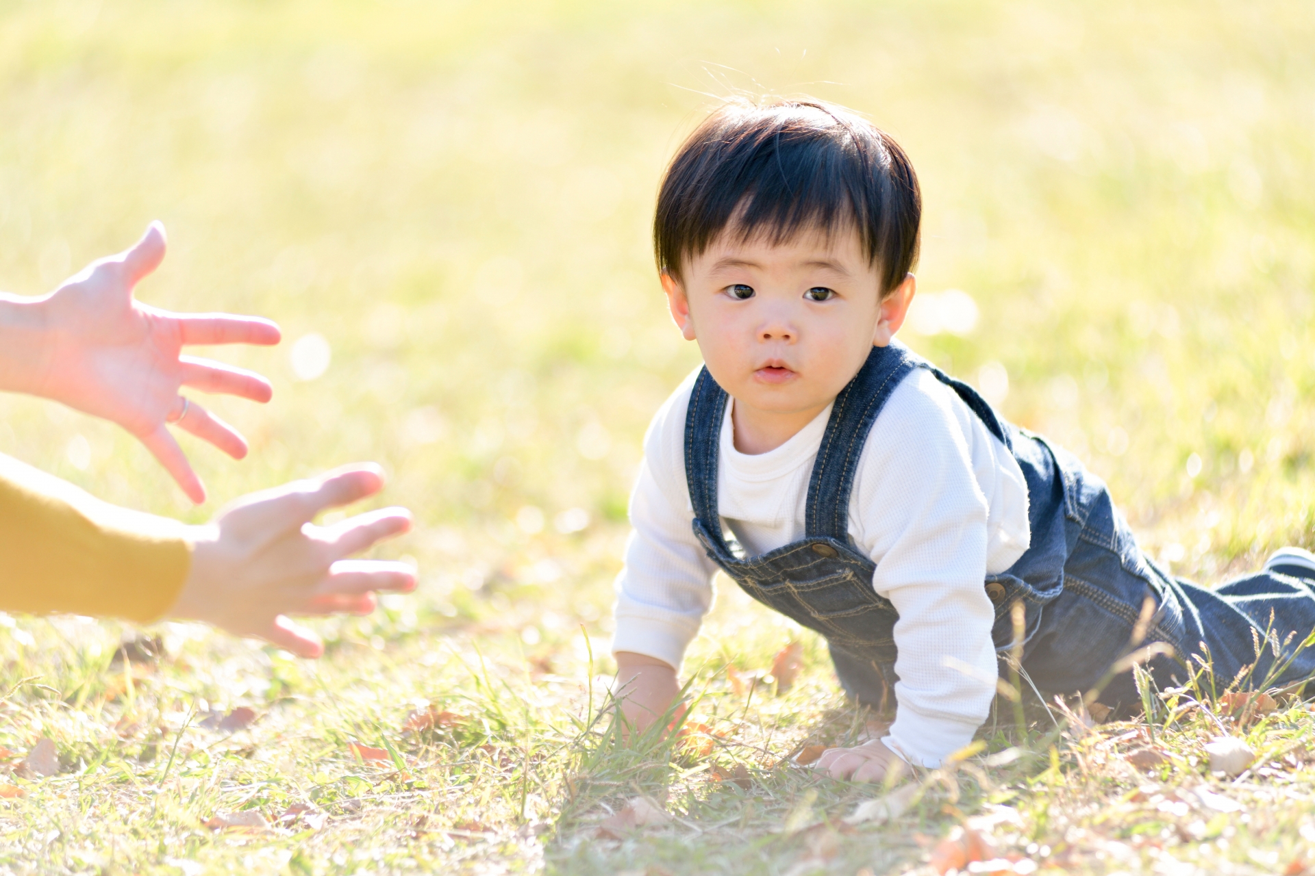 公園で遊ぶ赤ちゃん